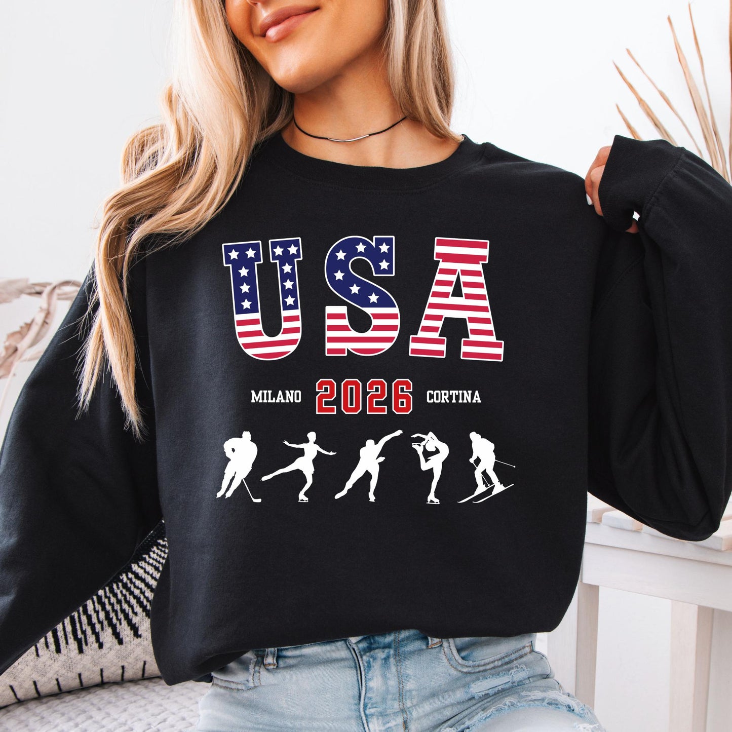 USA Milano Cortina 2026 Sweatshirt, Personalized Family Name Shirt, USA Support Hoodie