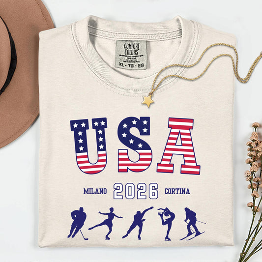 Comfort Colors® USA Milano Cortina 2026 Shirt, Winter Game Shirts, USA Support Tee