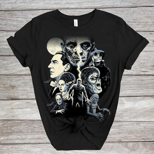 Classic Monsters Inspired Shirt, Epic Theme Park Trip Tee, Retro Horror Monsters Shirt, Gothic Creature Graphic Tee
