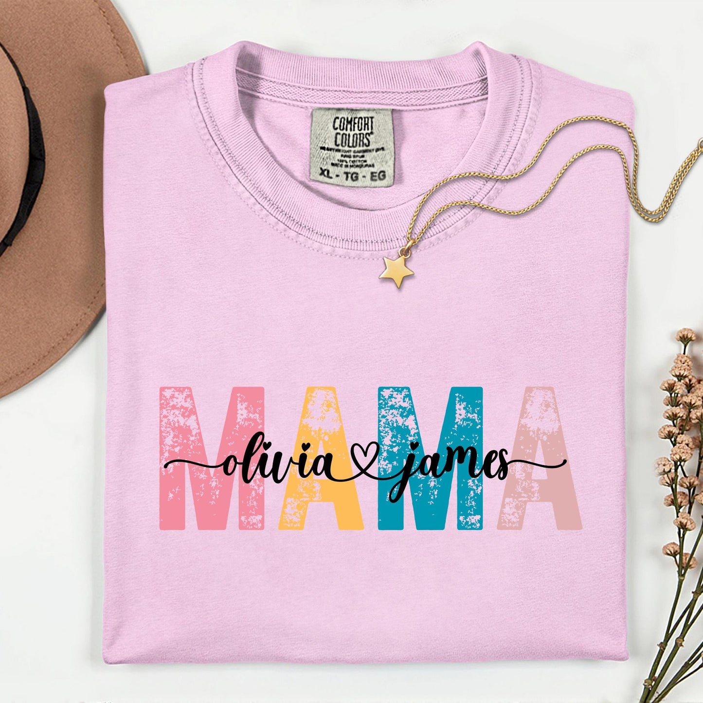 Custom Comfort Colors® Mama Shirt, Personalized Kids Name Mama Shirt, Custom Mom Gift Tee, Mothers Day Gift