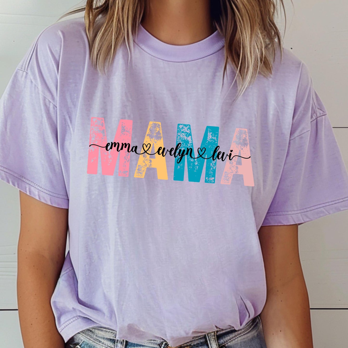 Custom Comfort Colors® Mama Shirt, Personalized Kids Name Mama Shirt, Custom Mom Gift Tee, Mothers Day Gift