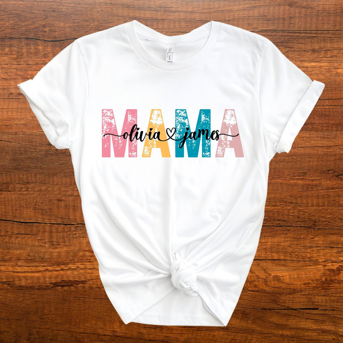 Personalized Retro Mama Custom Kids Name T-Shirt