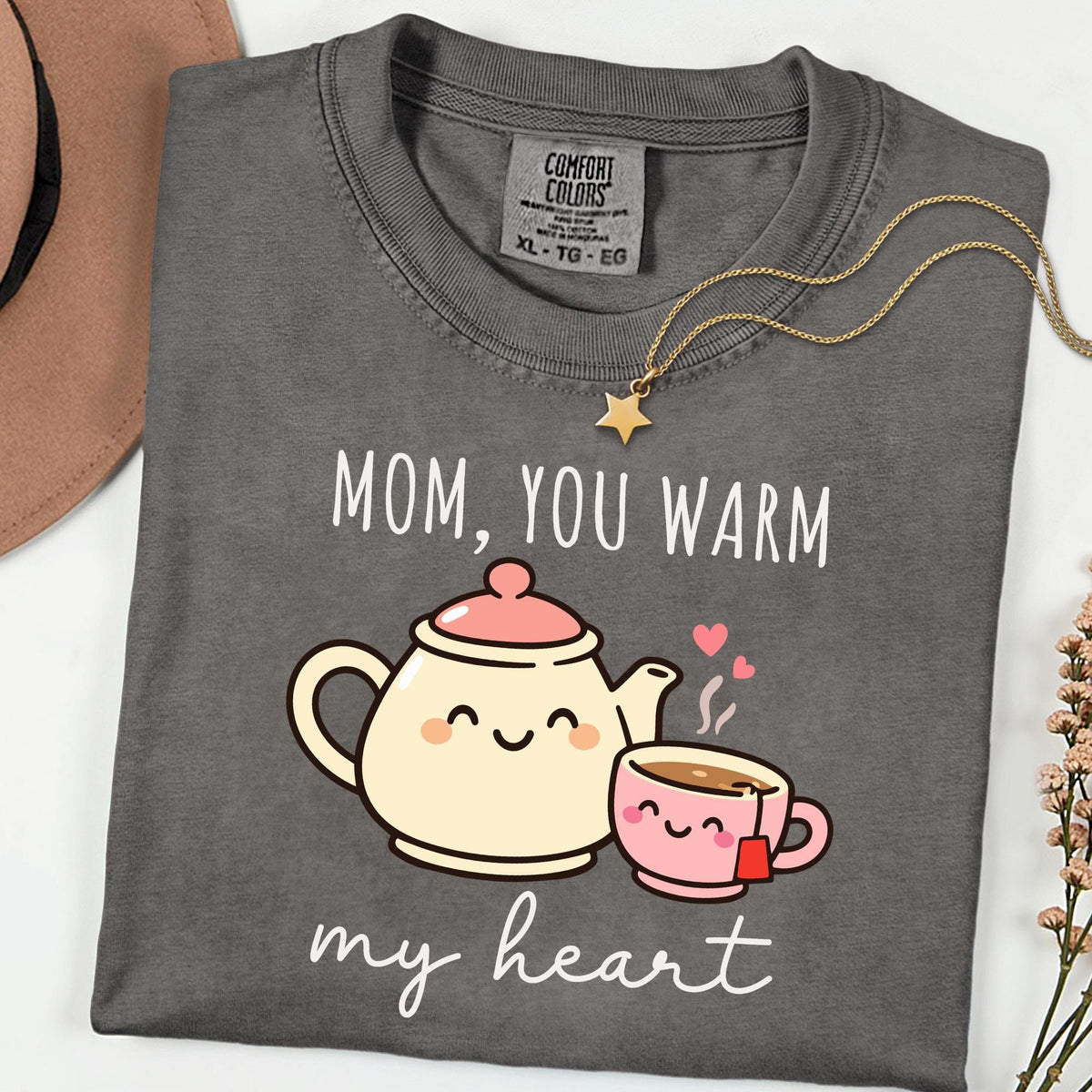 Comfort Colors® Mom You Warm My Heart Shirt, Cute Mom Love Tee, Mother's Day Gift for Mom, Sweet Mom Appreciation Shirt