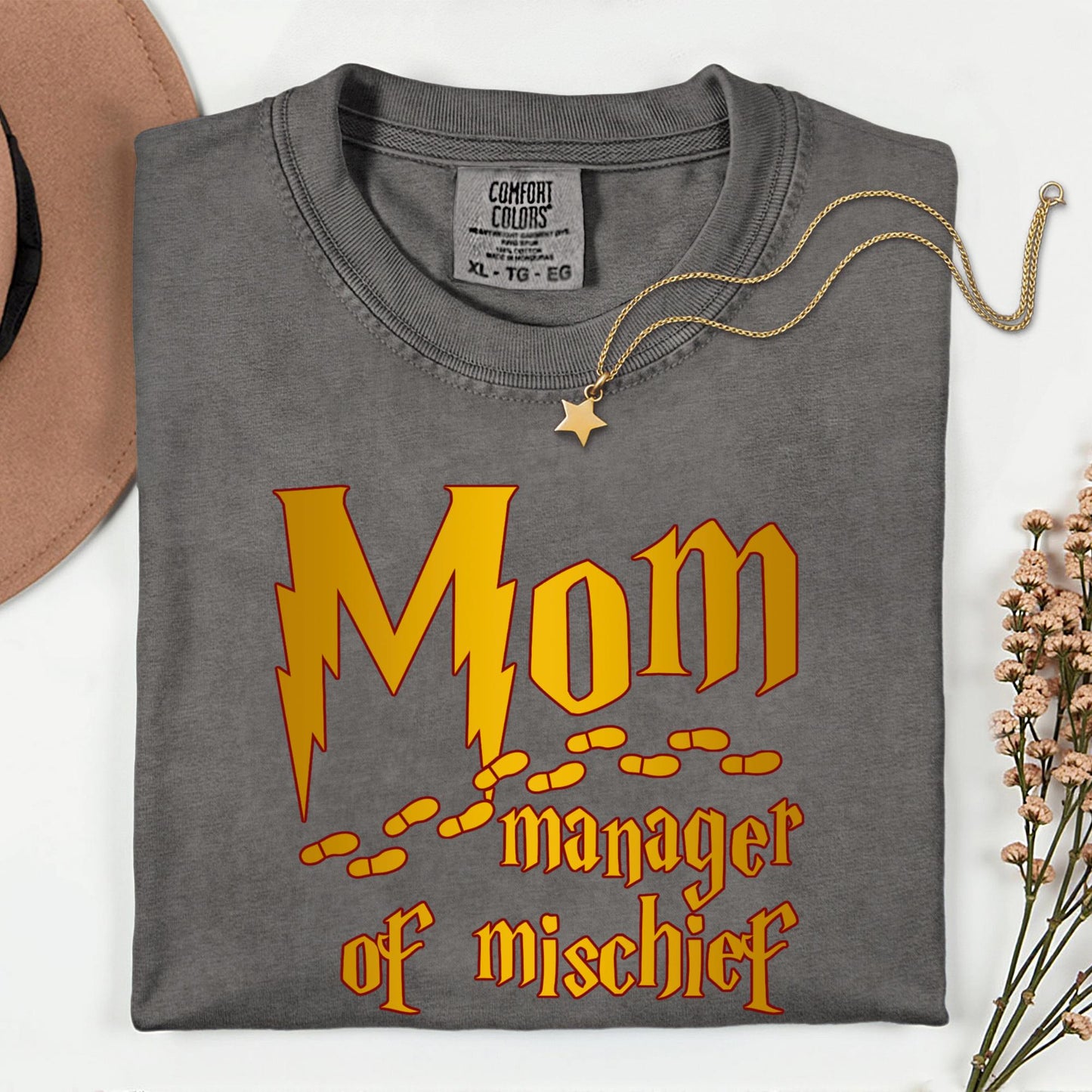 Manager of Mischief Comfort Colors® Funny Mom Shirt, Wizard Mom Tee Mothers Day Gift
