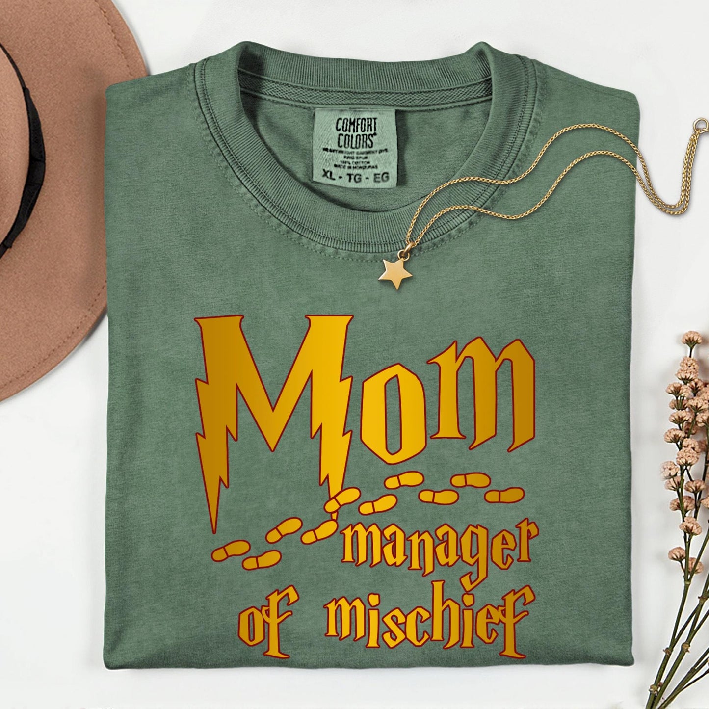 Manager of Mischief Comfort Colors® Funny Mom Shirt, Wizard Mom Tee Mothers Day Gift