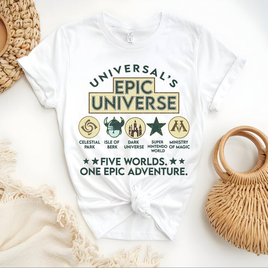 Universals Epic Universe Shirt, Epic Theme Parhs Shirts, Orlando Family Vaation Tee