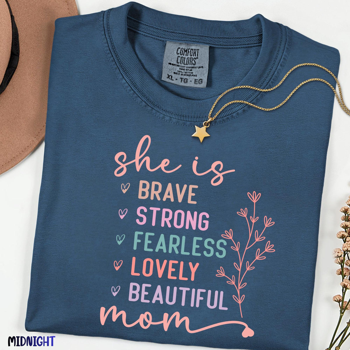 Comfort Colors® She Is Strong Brave Fearless Mom Shirt, Sunflower Women's Graphic Tee, Lovely Inspirational Mama, Perfect Mothers Day Gift