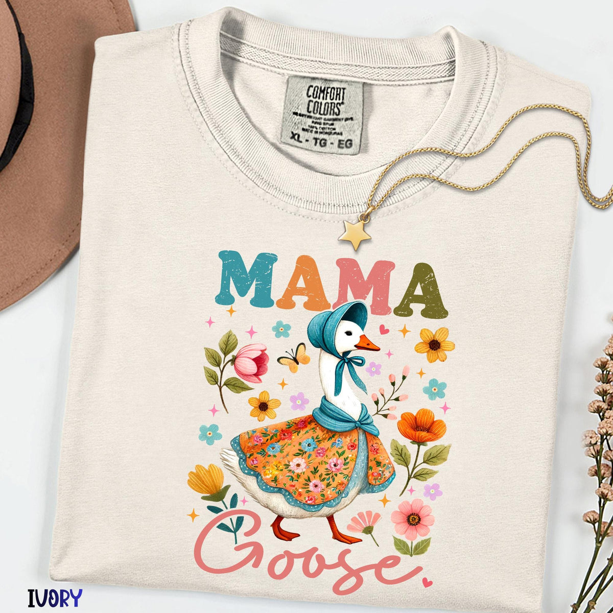 Comfort Colors® Mama Goose  Tee, Motherhood Is The Realest Hood Shirt, Boho Retro Mama Top, Hilarious Mothers Day Gift