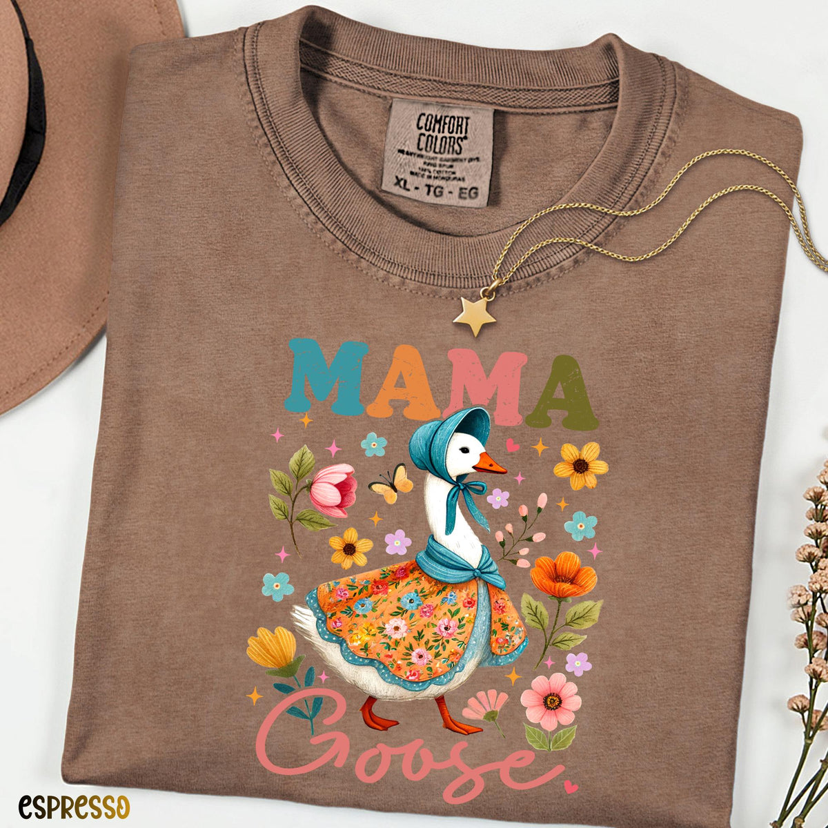 Comfort Colors® Mama Goose  Tee, Motherhood Is The Realest Hood Shirt, Boho Retro Mama Top, Hilarious Mothers Day Gift