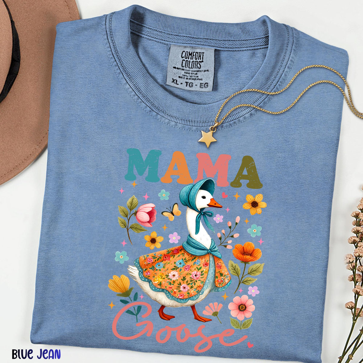 Comfort Colors® Mama Goose  Tee, Motherhood Is The Realest Hood Shirt, Boho Retro Mama Top, Hilarious Mothers Day Gift