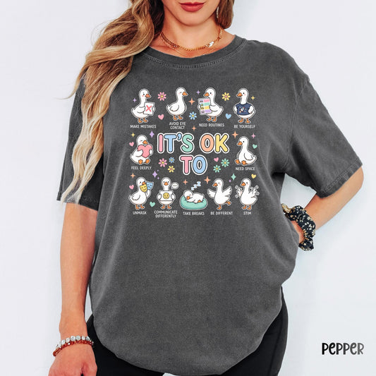 Autism Awareness Mama Goose Shirt, Comfort Colors® Neurodiversity Tee, Special Education Teacher Top, Thoughtful Mom & Baby Gift