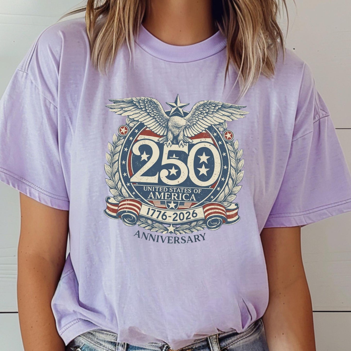 Comfort Colors® USA 250th Anniversary Shirt, Vintage Patriotic Independence Day Shirts, Retro America 1776-2026 T-Shirt, 4th of July Gift