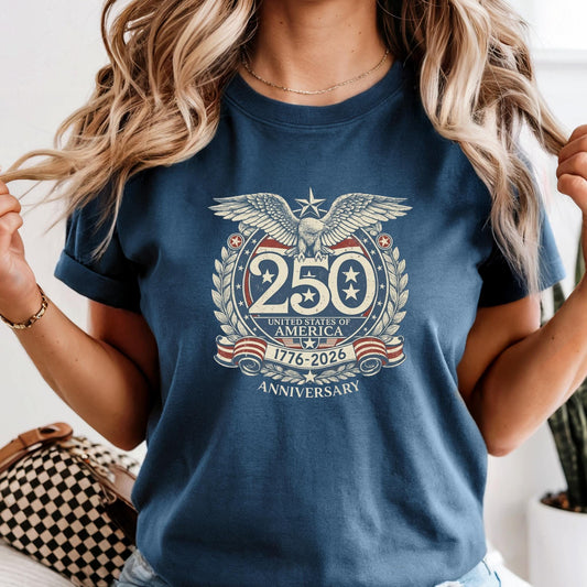 Comfort Colors® USA 250th Anniversary Shirt, Vintage Patriotic Independence Day Shirts, Retro America 1776-2026 T-Shirt, 4th of July Gift