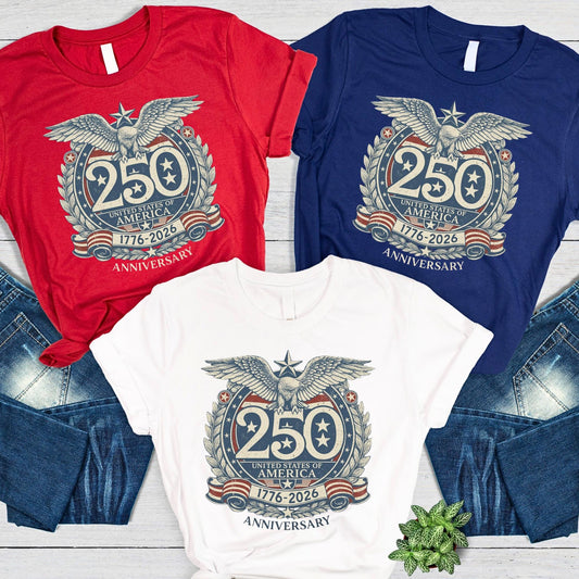 USA 250th Anniversary Shirt, American Flag Vintage T-Shirt, 250th Semiquincentennial Independence Day Tee, 4th of July Patriotic Gift