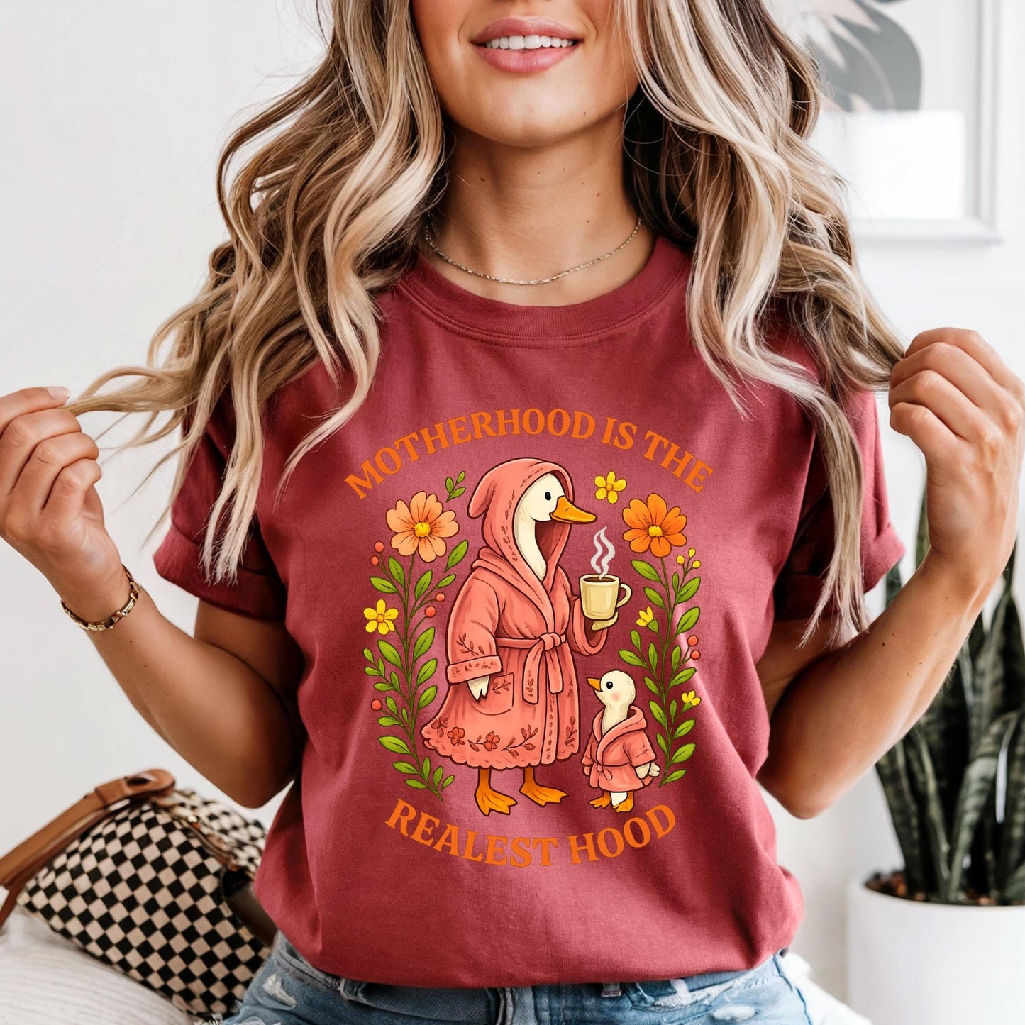 Comfort Colors® Silly Mom Goose, Motherhood is the Realest Hood Tee, Mom Gift, Boho Retro Mama Shirt