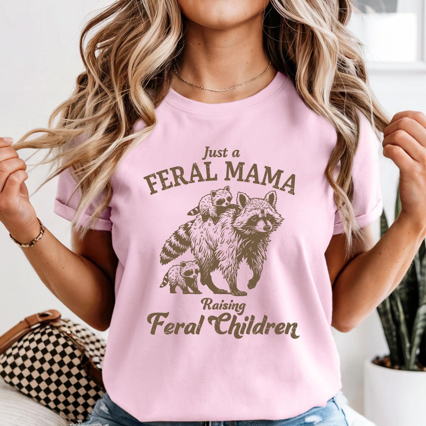 Just a Feral Mama Shirt, Mothers Day Gitf Tee, Raising Feral Children Tees, Funny Raccoon Mom Shirts