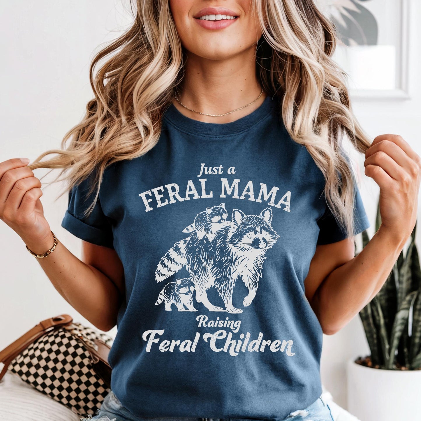 Just a Feral Mama Shirt, Mothers Day Gitf Tee, Raising Feral Children Tees, Funny Raccoon Mom Shirts