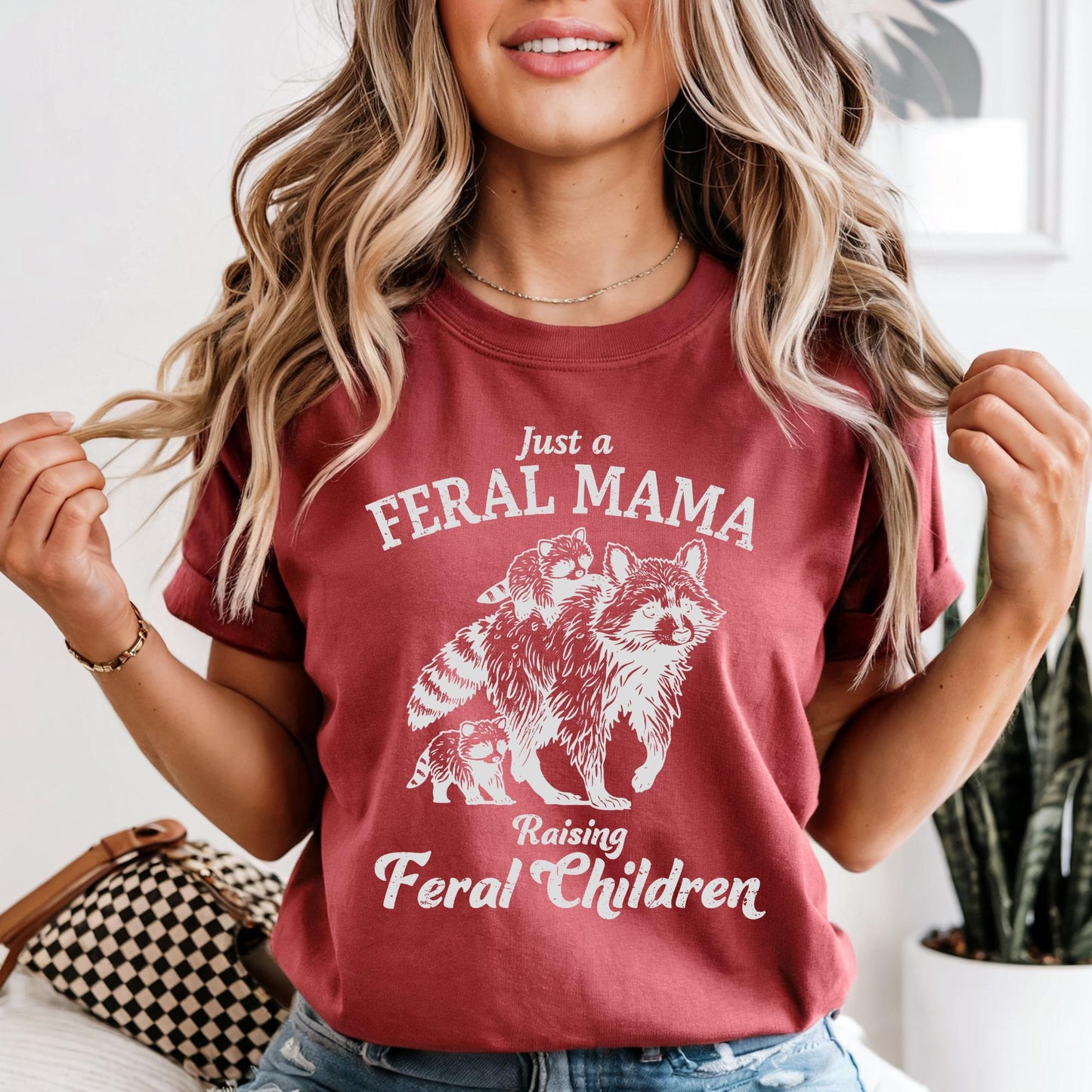 Just a Feral Mama Shirt, Mothers Day Gitf Tee, Raising Feral Children Tees, Funny Raccoon Mom Shirts