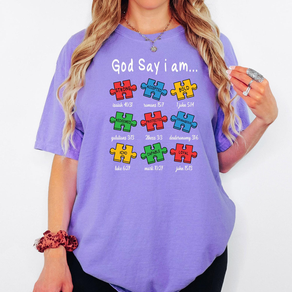 Comfort Colors® Christian Autism Awareness Shirt, God Says I Am Bible Verse Tee, Faith Gift
