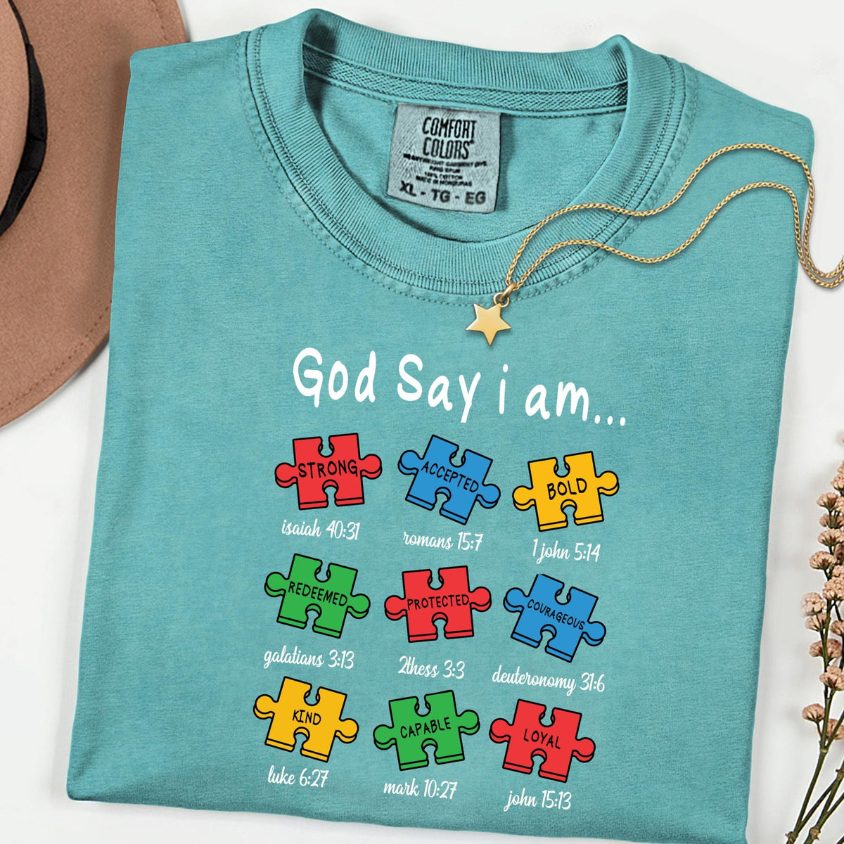 Comfort Colors® Christian Autism Awareness Shirt, God Says I Am Bible Verse Tee, Faith Gift