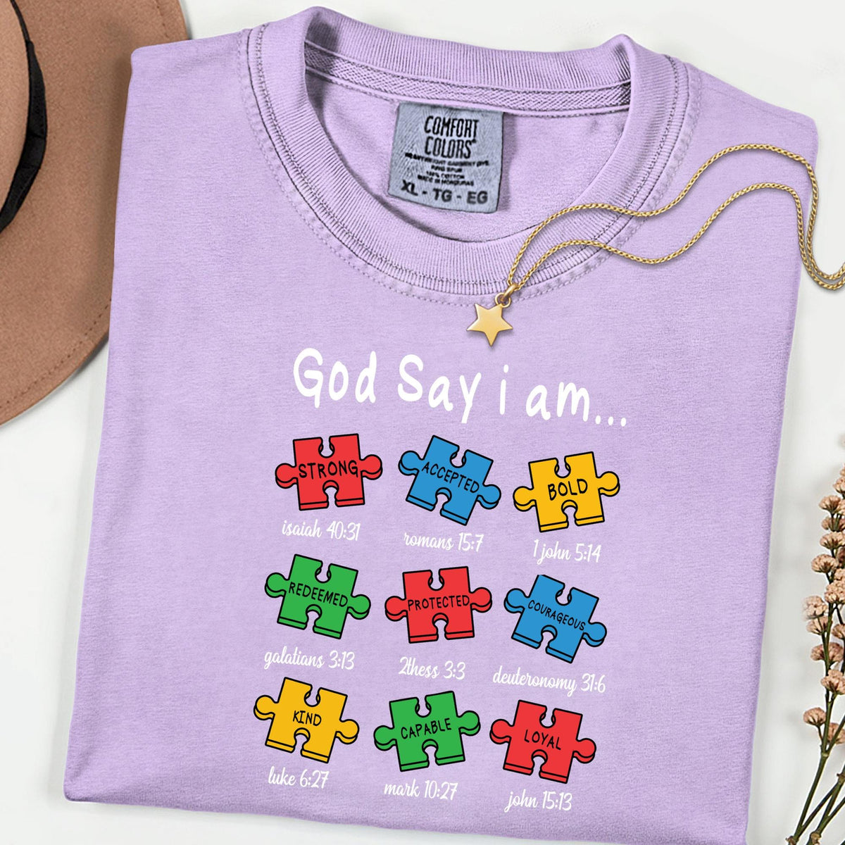 Comfort Colors® Christian Autism Awareness Shirt, God Says I Am Bible Verse Tee, Faith Gift