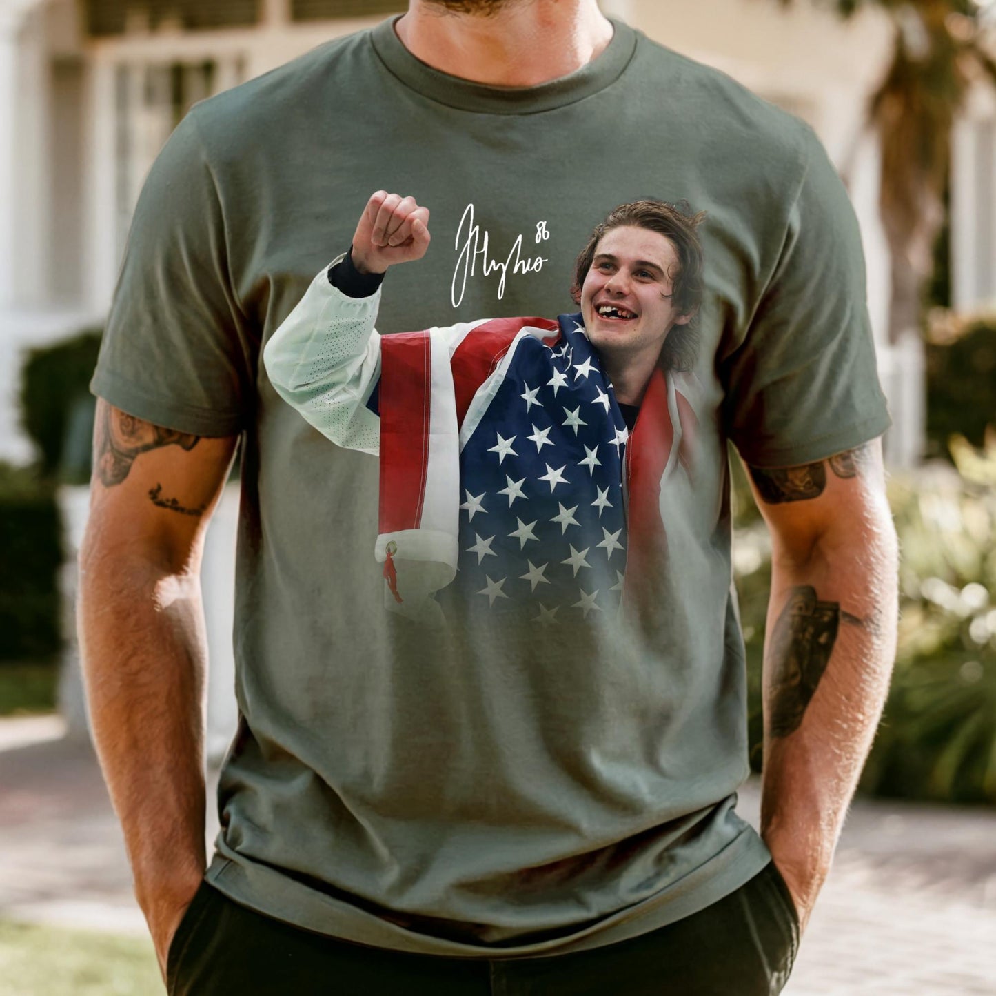 Comfort Colors® Jack Hughes USA Hockey T-Shirt, Men Hockey Tee Long Sleeve Shirts