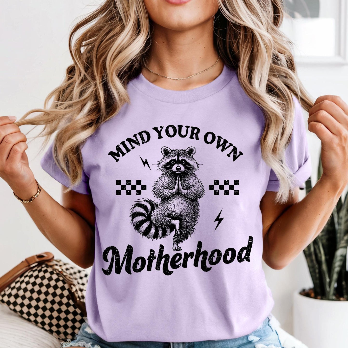 Comfort Colors® Mind Your Own Motherhood Shirt, Funny Raccoon Mom T-Shirt, Mom Life Shirt, Mother's Day Gift Shirt, Gift for Moms