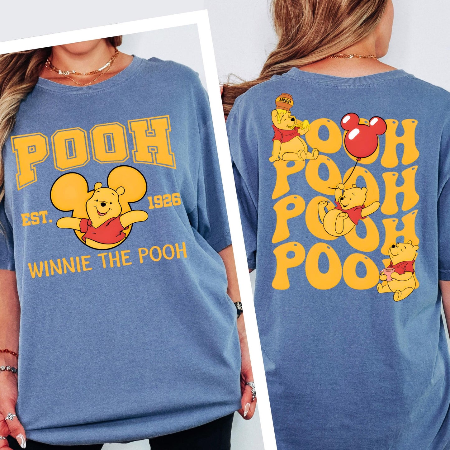 Comfort Colors® Retro Winnie The Pooh Shirt, Custom Disney Pooh Front Back Matching Shirt, Disneyland Trip 2026 Shirt