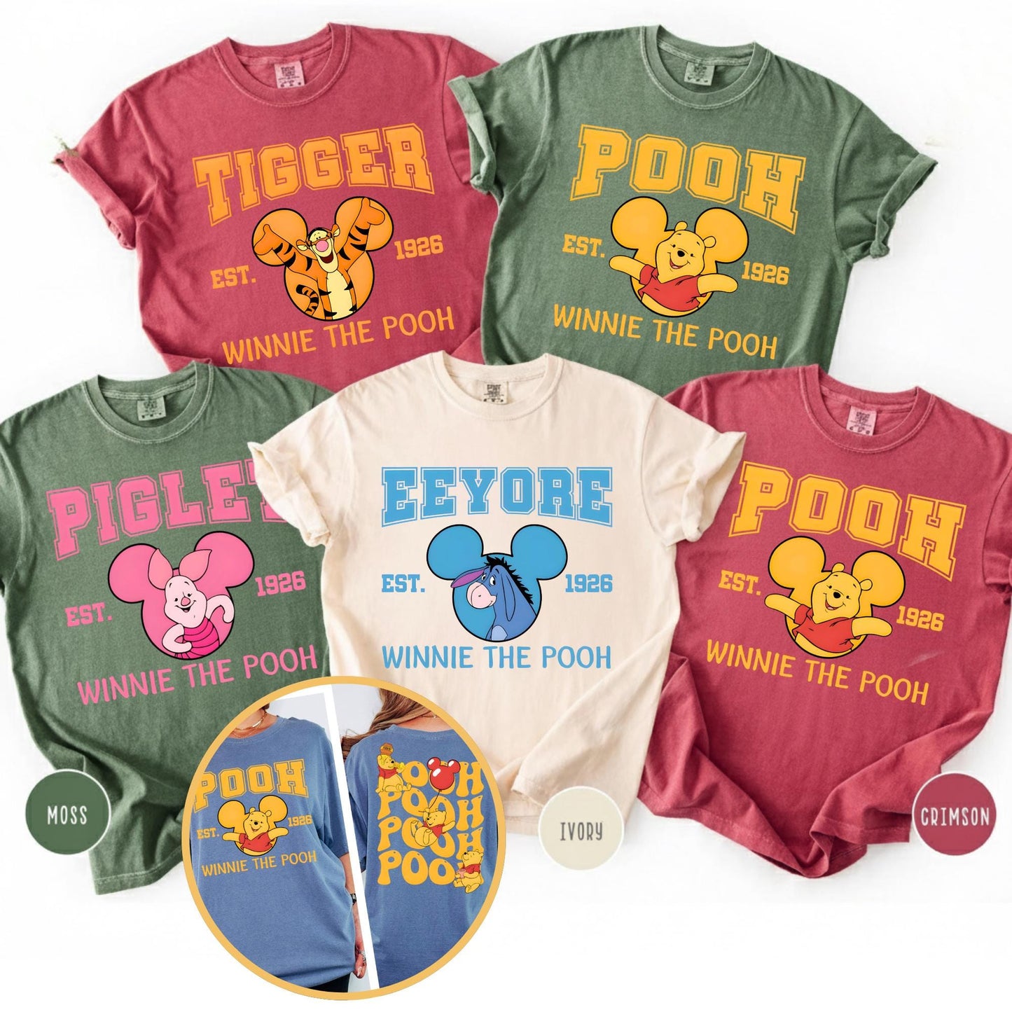 Comfort Colors® Retro Winnie The Pooh Shirt, Custom Disney Pooh Front Back Matching Shirt, Disneyland Trip 2026 Shirt