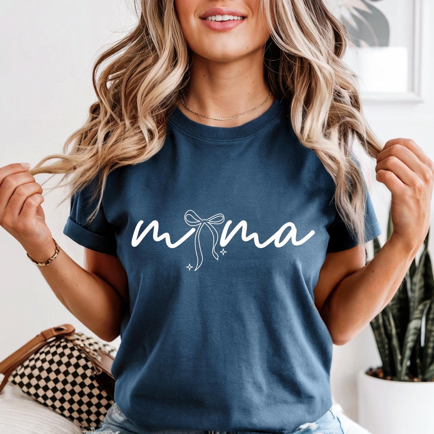 Custom Comfort Colors® Coquette Mama Shirt Mothers Day Gift For Mom, Red Bow New Mama Gift Tee