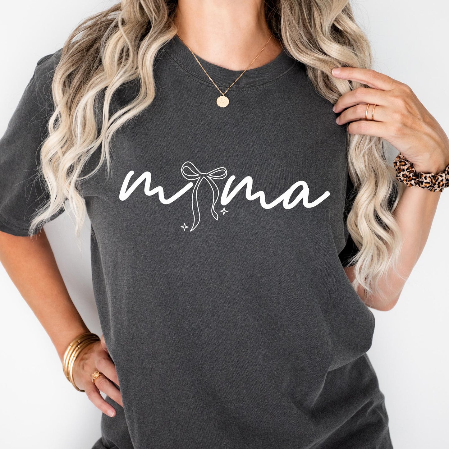 Custom Comfort Colors® Coquette Mama Shirt Mothers Day Gift For Mom, Red Bow New Mama Gift Tee