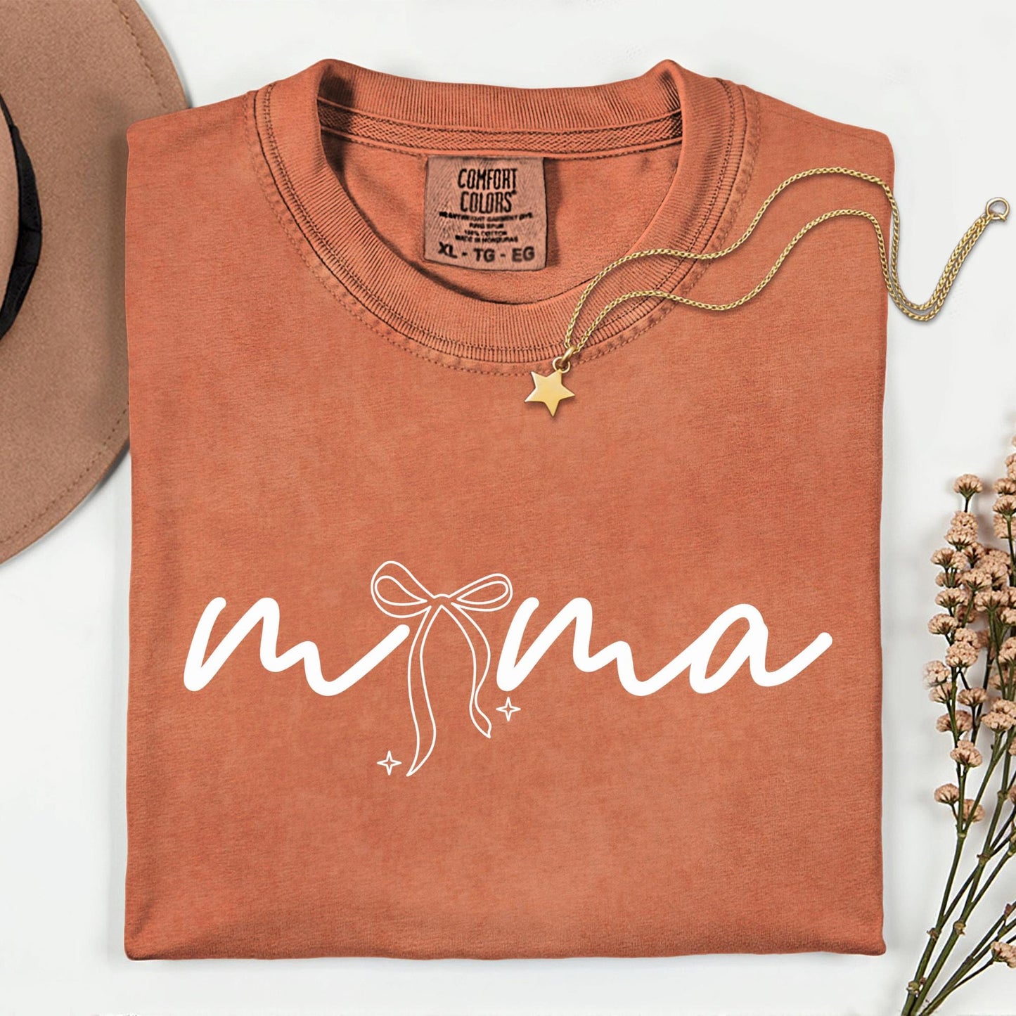 Custom Comfort Colors® Coquette Mama Shirt Mothers Day Gift For Mom, Red Bow New Mama Gift Tee
