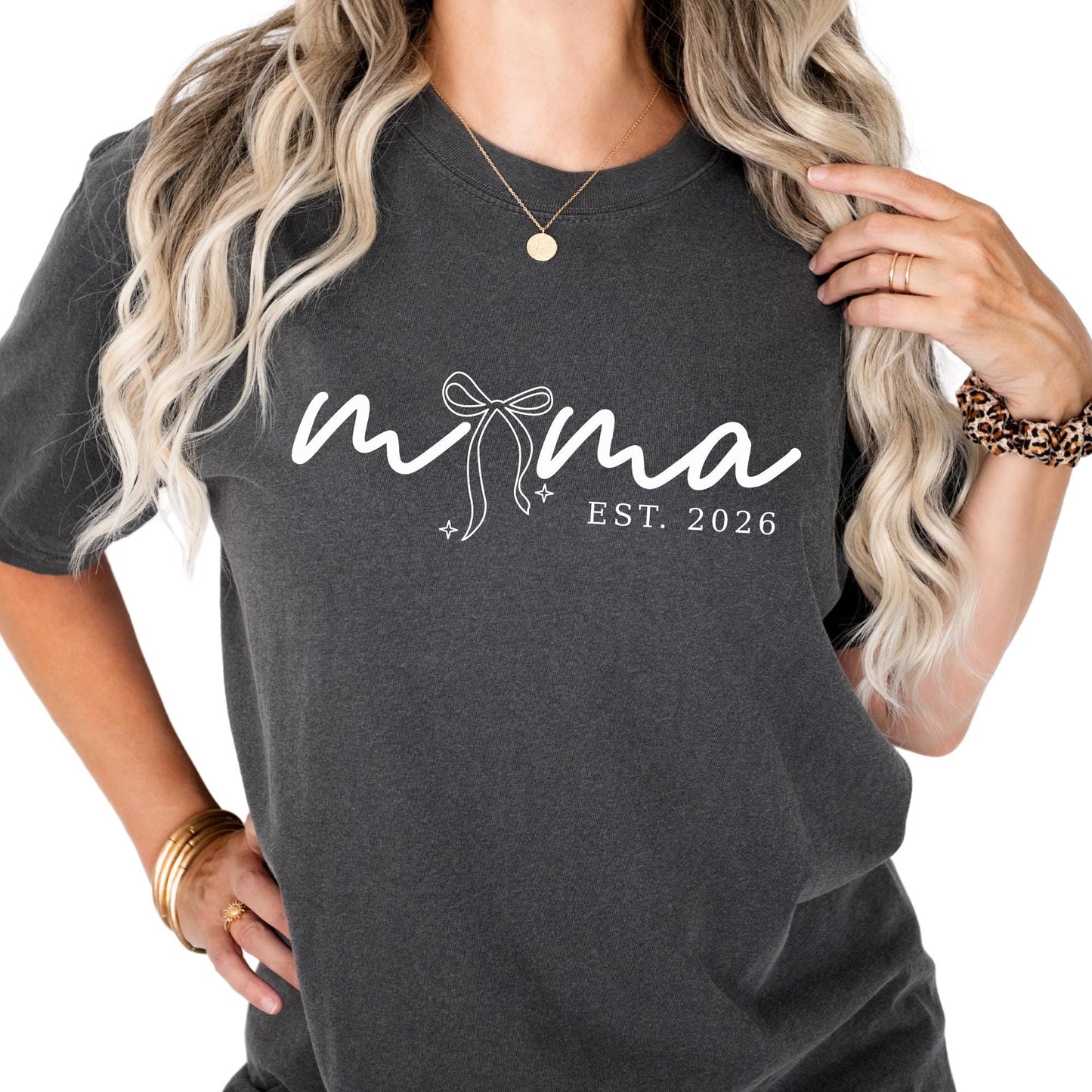 Custom Comfort Colors® Coquette Mama Shirt Mothers Day Gift For Mom, Red Bow New Mama Gift Tee