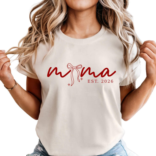 Custom Comfort Colors® Coquette Mama Shirt Mothers Day Gift For Mom, Red Bow New Mama Gift Tee