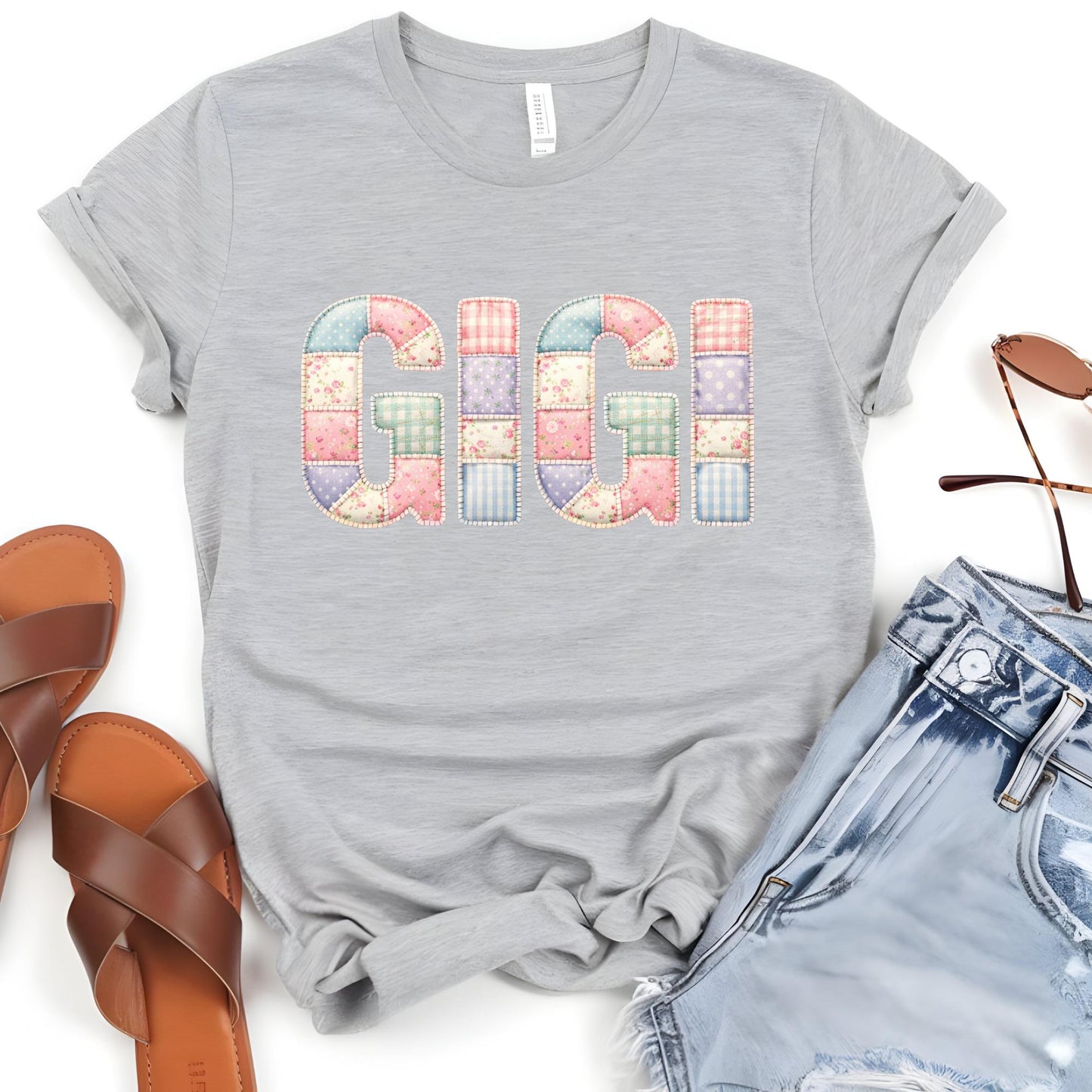Custom Faux Patchwork Mama Mimi Matching Shirt Mothers Day Gift