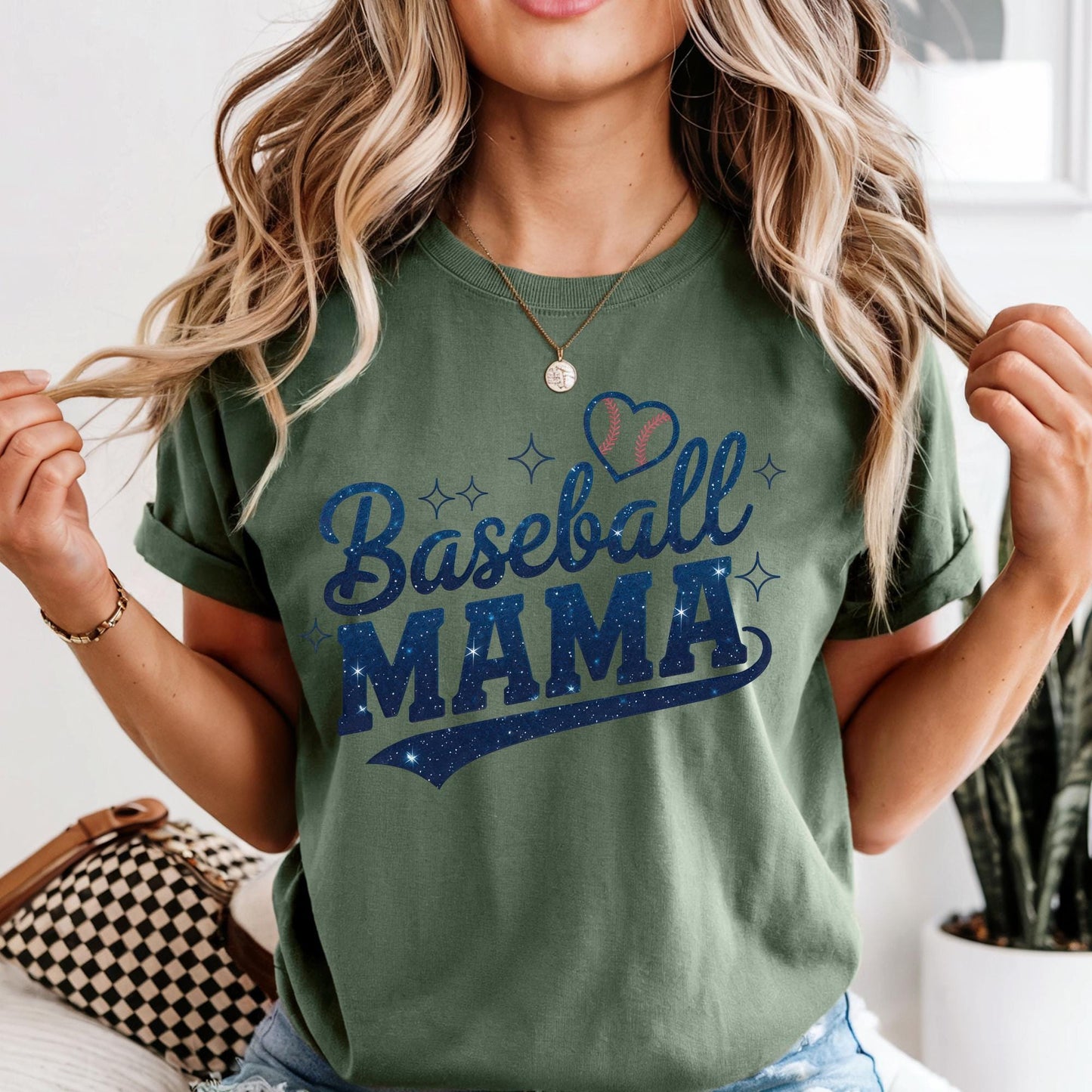 Baseball Mama Shirt, Glitter Look Mom Shirt, Baseball Tee Shirt