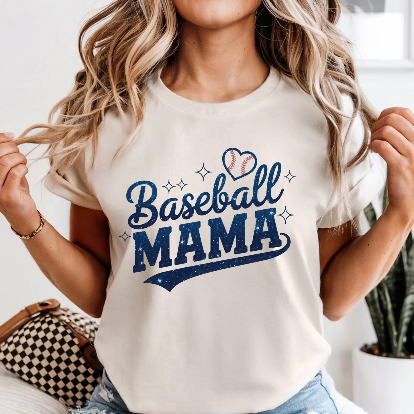Baseball Mama Shirt, Glitter Look Mom Shirt, Baseball Tee Shirt