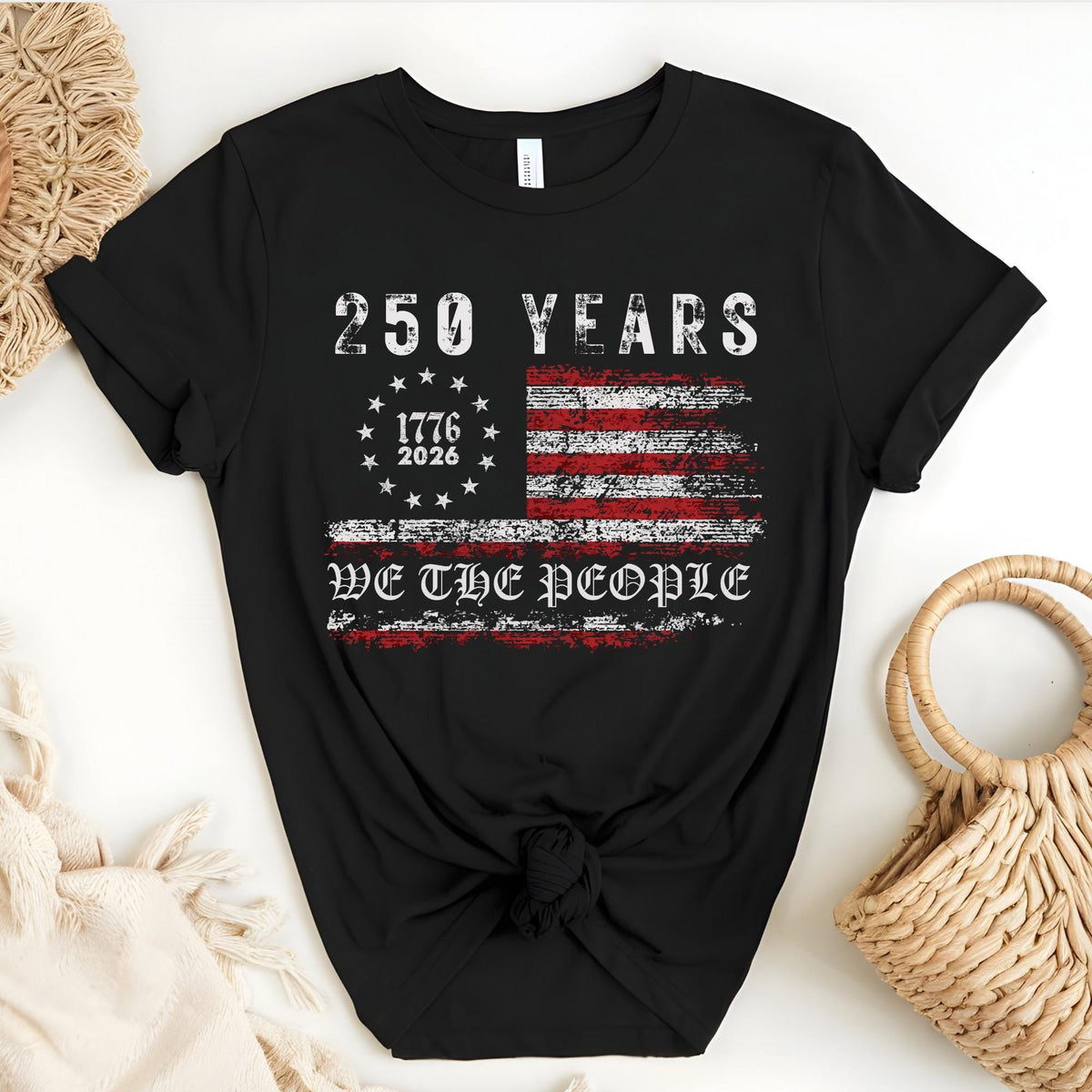 USA 250 Years of Freedom Patriotic Flag T-Shirt