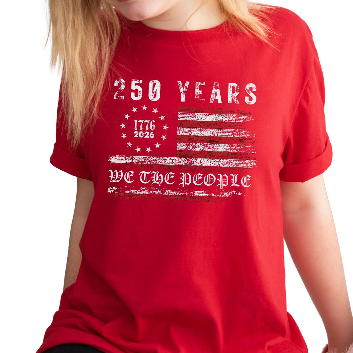 USA 250 Years of Freedom Patriotic Flag T-Shirt