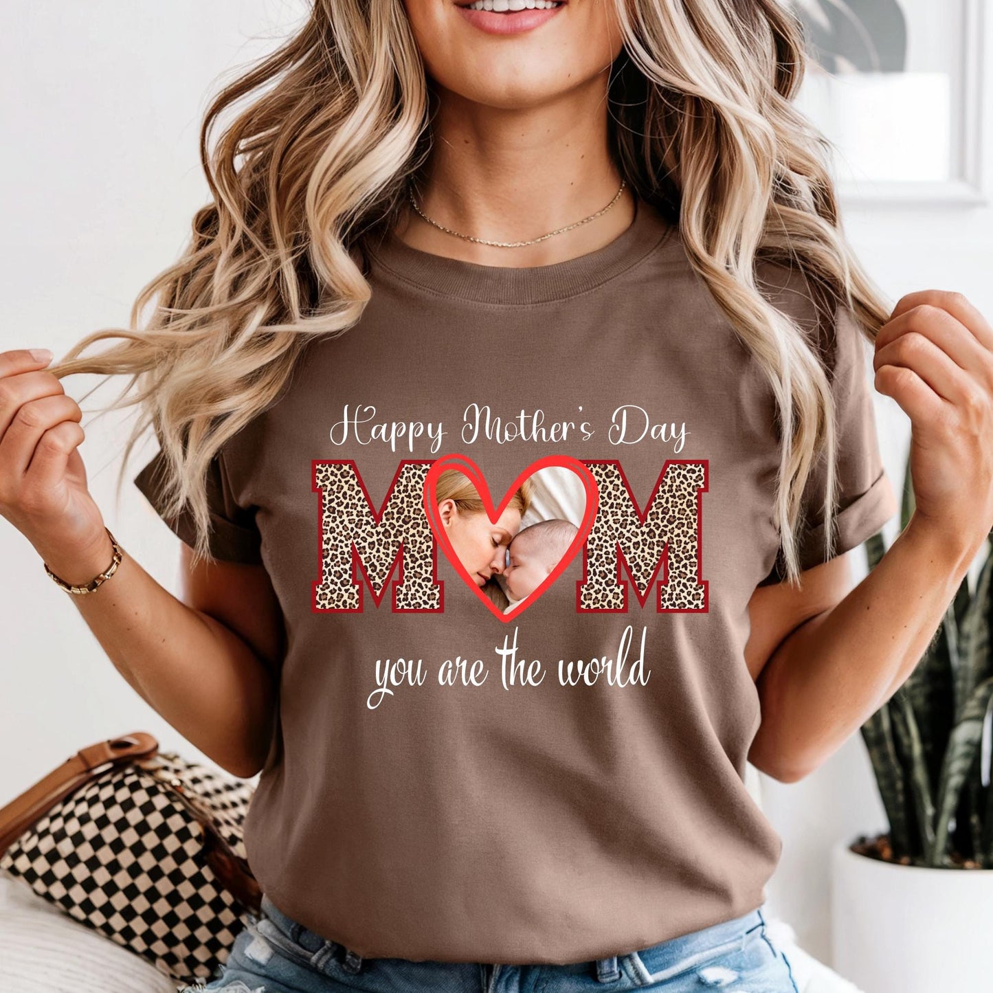 Custom Mom Shirt with Photo Comfort Colors® Mothers Day Gift, Best Mom Ever Personalized Leopard Mama Shirts