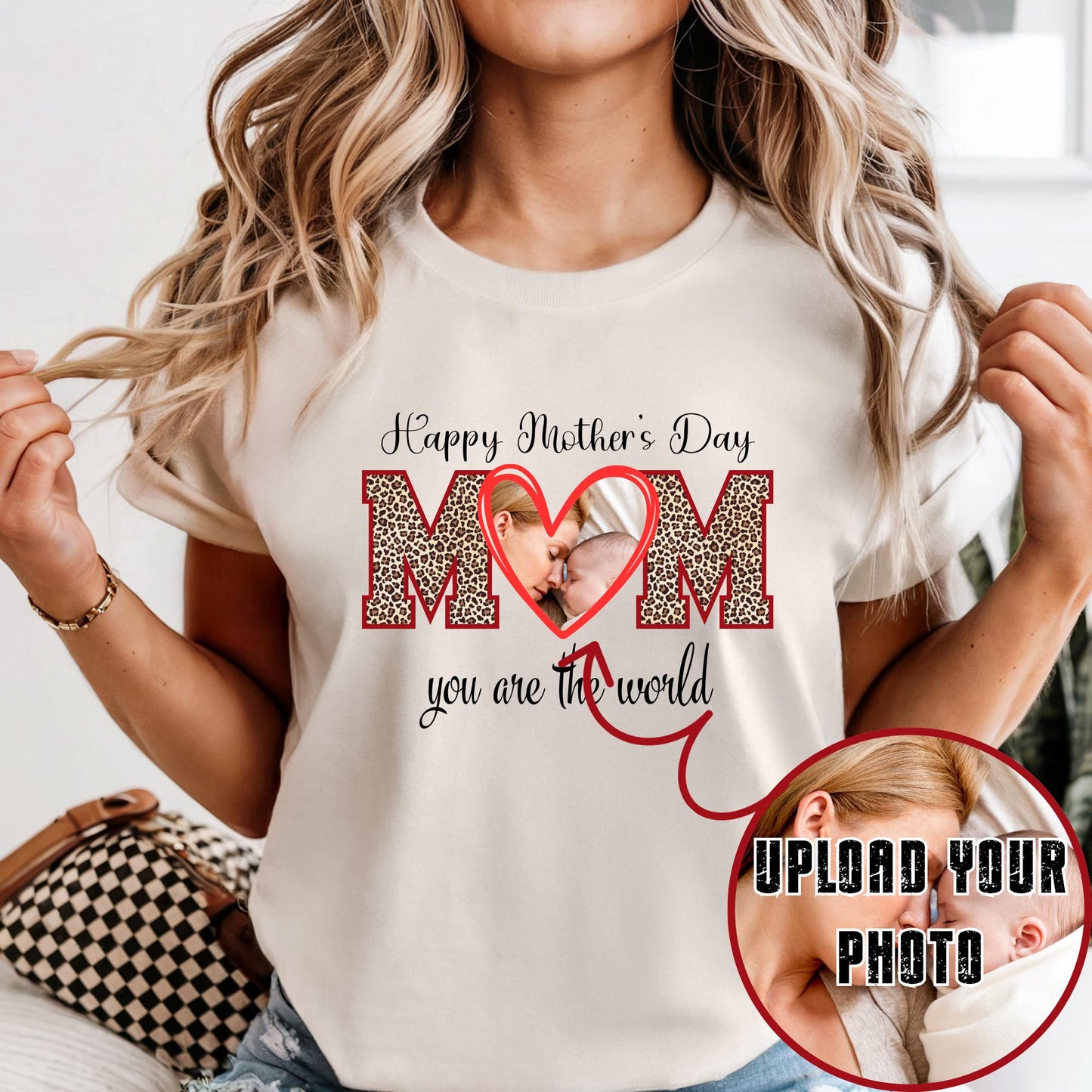 Custom Mom Shirt with Photo Comfort Colors® Mothers Day Gift, Best Mom Ever Personalized Leopard Mama Shirts