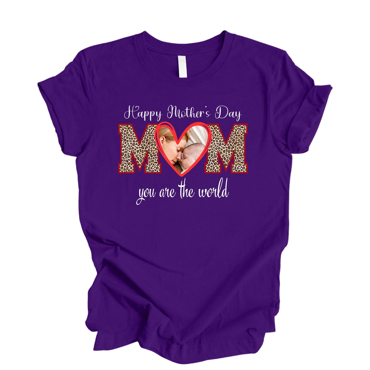 Custom Mom Photo Leopard Mama Mother’s Day T-Shirt