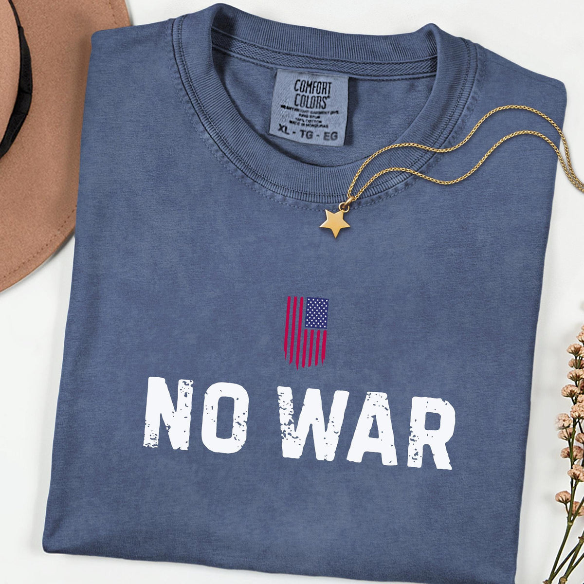 No War USA Flag Comfort Colors® Unisex T-Shirt,Retro Peace Protest Shirt, Activist Rally Tee, Anti War Statement Top