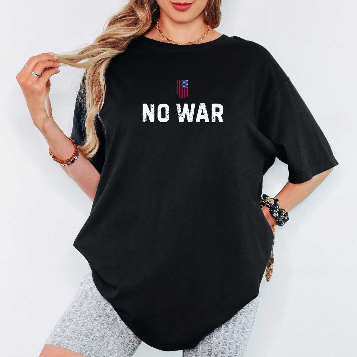 No War USA Flag Comfort Colors® Unisex T-Shirt,Retro Peace Protest Shirt, Activist Rally Tee, Anti War Statement Top