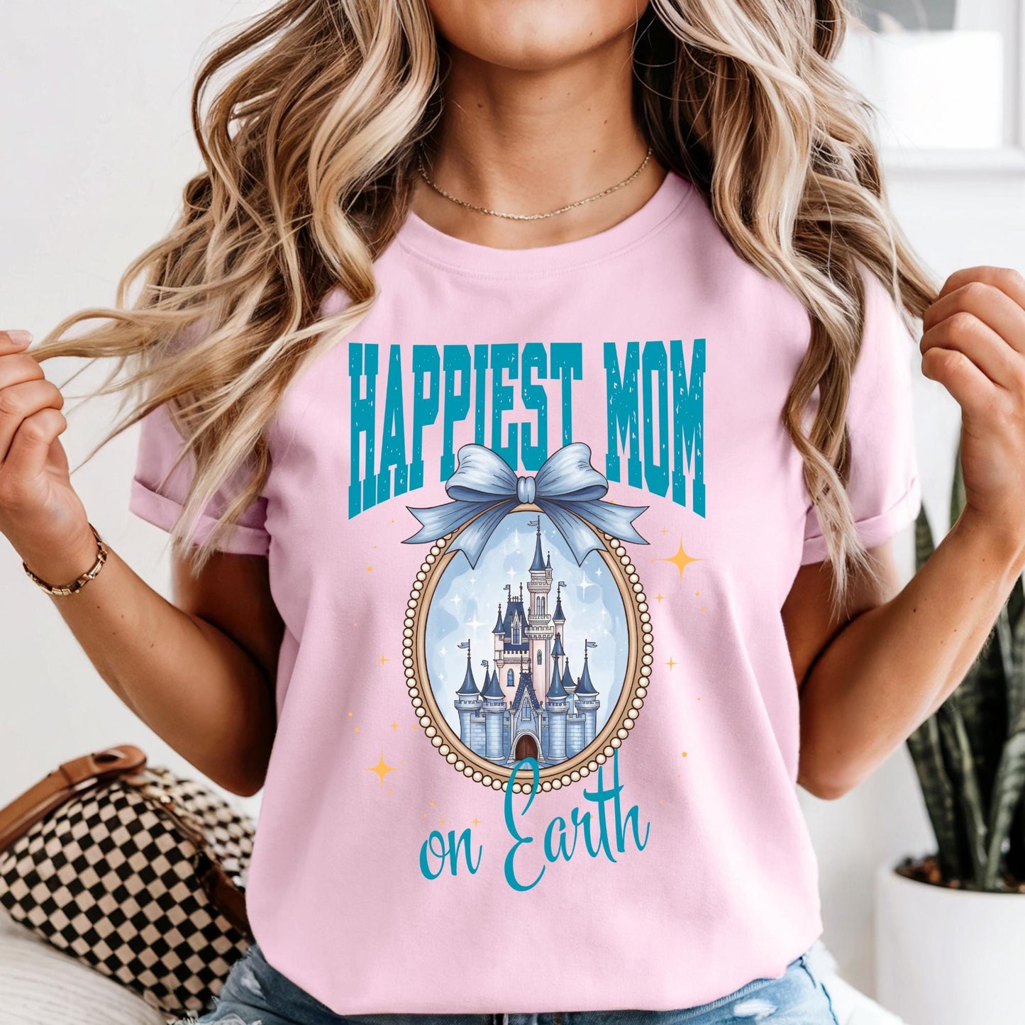 Happiest Mom On Earth Shirt Comfort Colors® Disney Coquette Bow Castle Mama Tee Gift From Kids | Mothers Day Gift