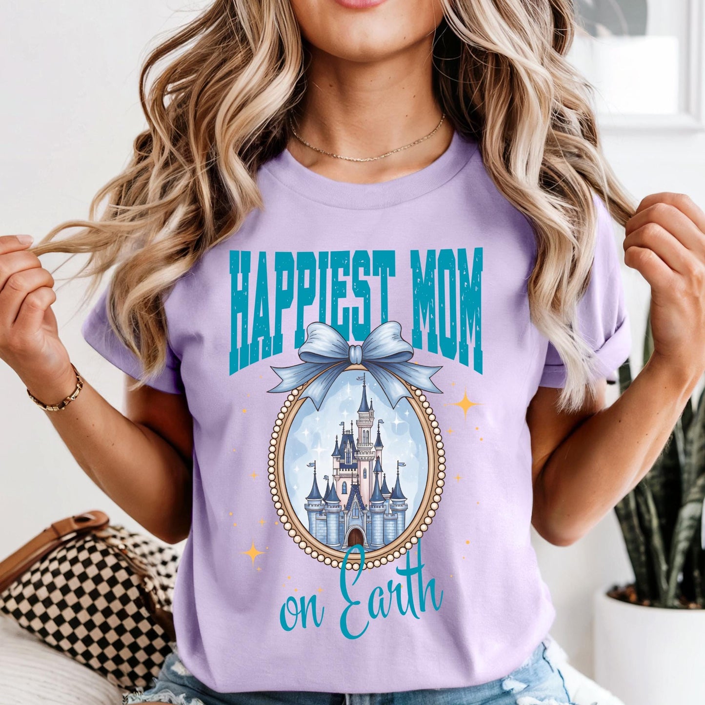 Happiest Mom On Earth Shirt Comfort Colors® Disney Coquette Bow Castle Mama Tee Gift From Kids | Mothers Day Gift