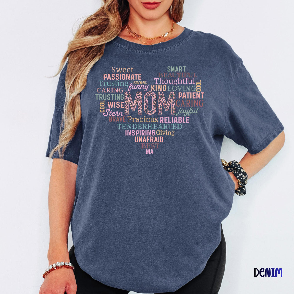 Comfort Colors® Mom Word Heart Shirt, Funny  Sweet Mom Life Tee, Mother's Day Gift, Inspiring Mom T-Shirt, Sarcastic  Loving Mom Apparel