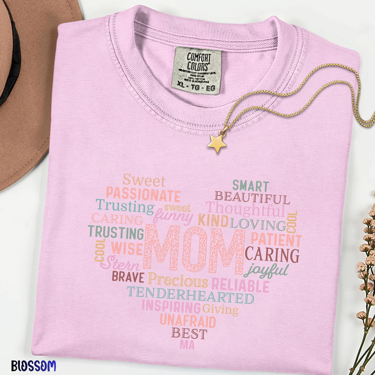 Comfort Colors® Mom Word Heart Shirt, Funny  Sweet Mom Life Tee, Mother's Day Gift, Inspiring Mom T-Shirt, Sarcastic  Loving Mom Apparel