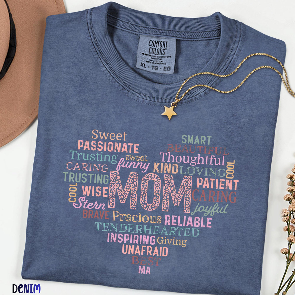 Comfort Colors® Mom Word Heart Shirt, Funny  Sweet Mom Life Tee, Mother's Day Gift, Inspiring Mom T-Shirt, Sarcastic  Loving Mom Apparel