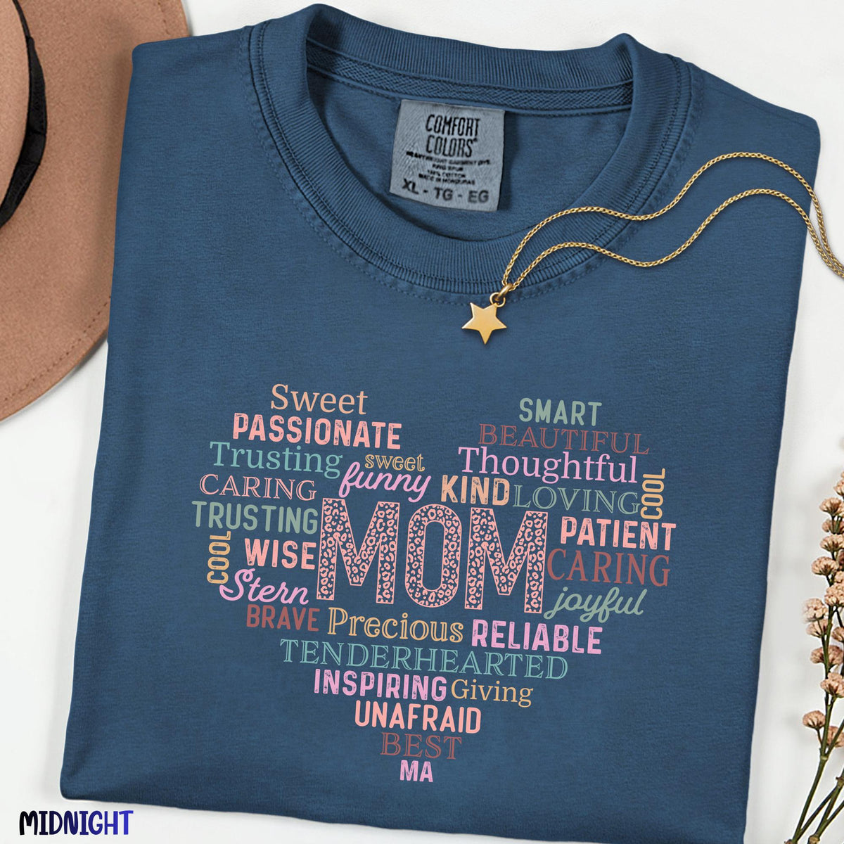 Comfort Colors® Mom Word Heart Shirt, Funny  Sweet Mom Life Tee, Mother's Day Gift, Inspiring Mom T-Shirt, Sarcastic  Loving Mom Apparel